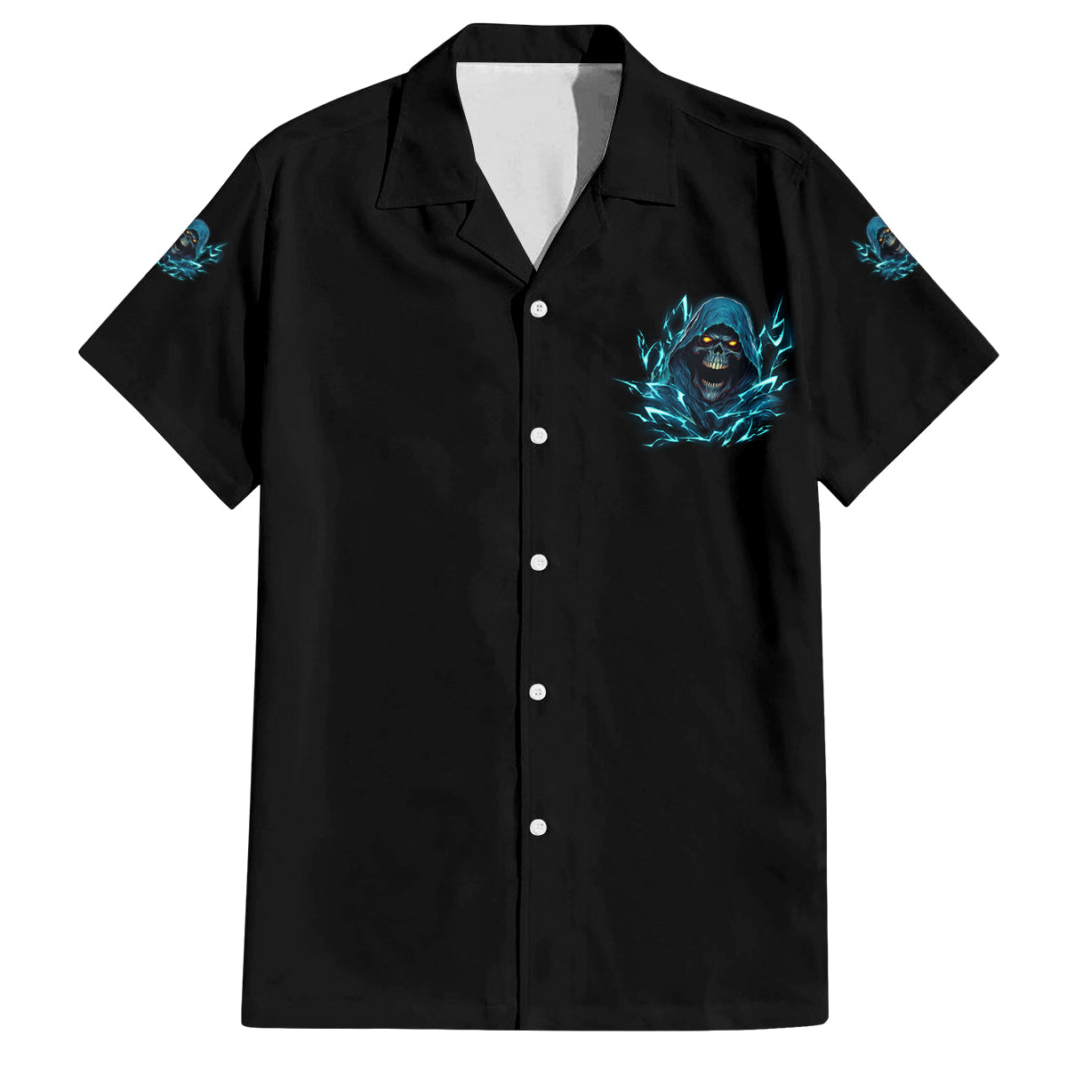 I Can't Go To Hell Mad Reaper Skull Family Matching Off Shoulder Short Dress and Hawaiian Shirt - Wonder Print Shop