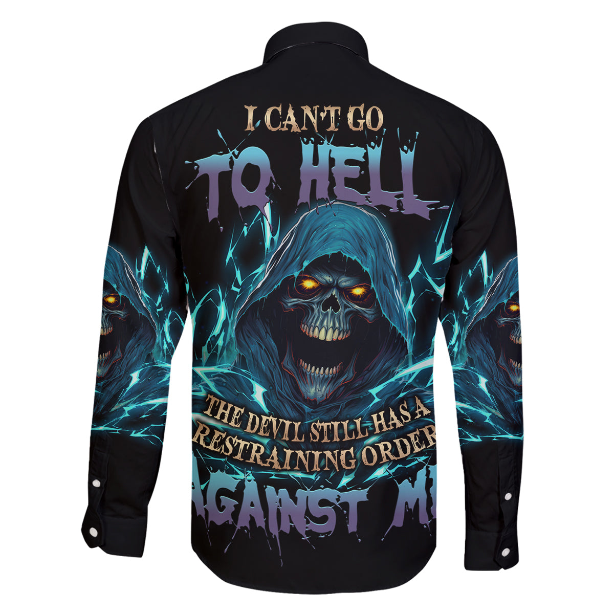 I Can't Go To Hell Mad Reaper Skull Family Matching Off Shoulder Short Dress and Hawaiian Shirt - Wonder Print Shop