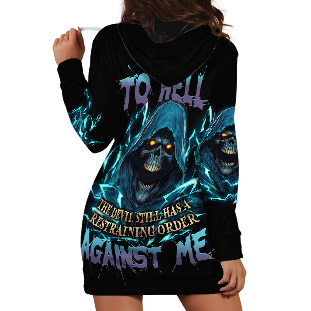 I Can't Go To Hell Mad Reaper Skull Hoodie Dress - Wonder Print Shop