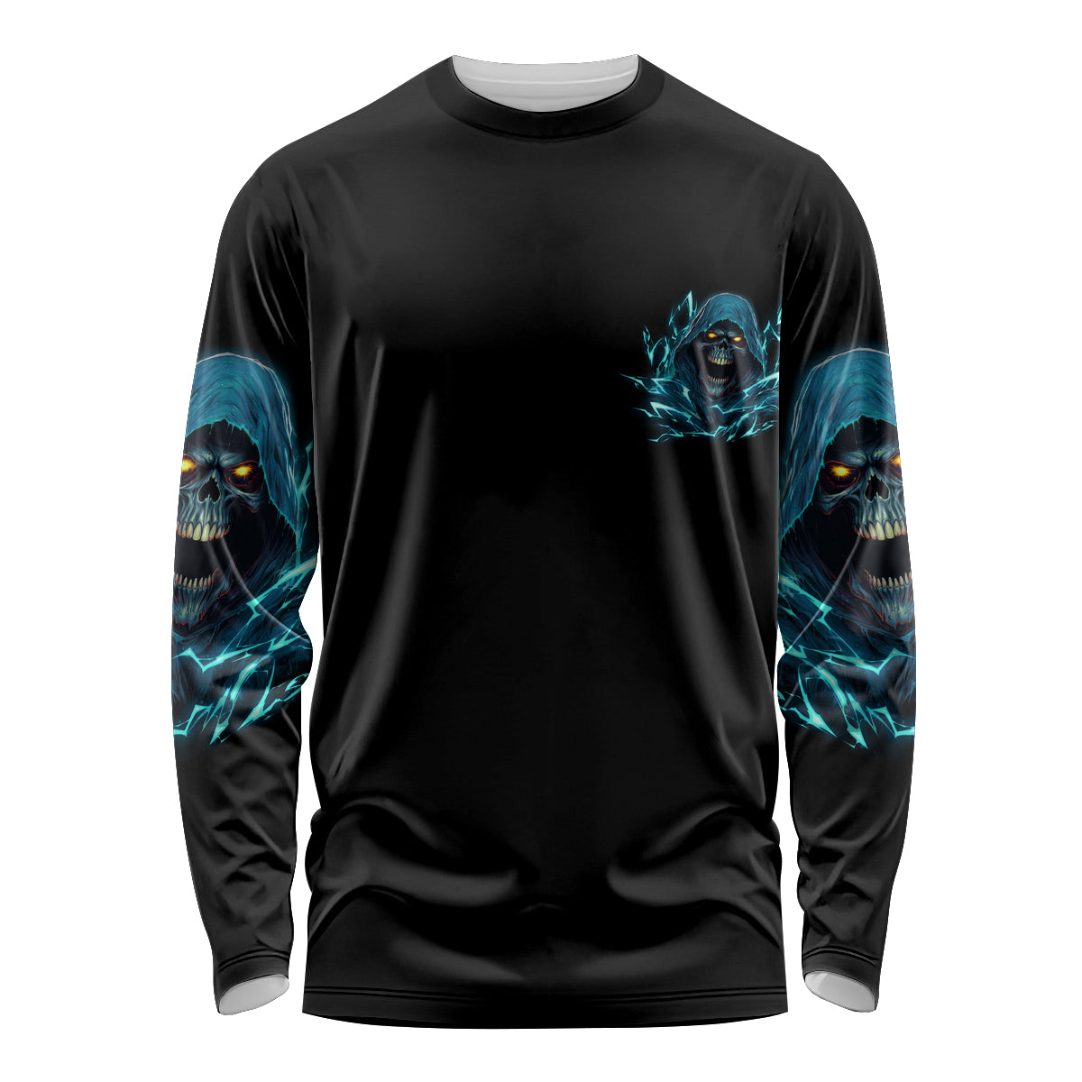 I Can't Go To Hell Mad Reaper Skull Long Sleeve Shirt - Wonder Print Shop