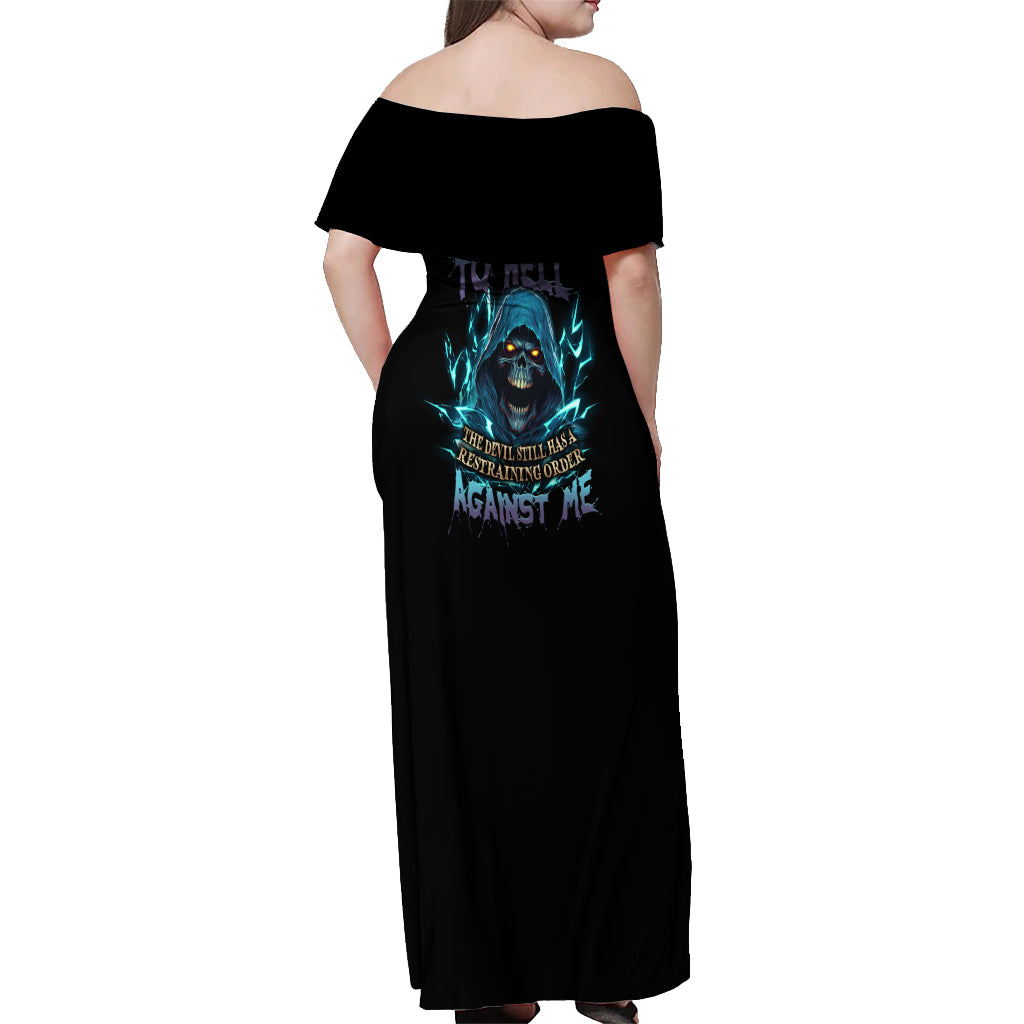 I Can't Go To Hell Mad Reaper Skull Off Shoulder Maxi Dress - Wonder Print Shop