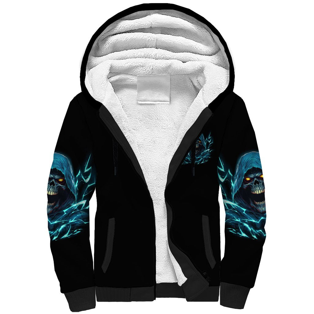 I Can't Go To Hell Mad Reaper Skull Sherpa Hoodie - Wonder Print Shop