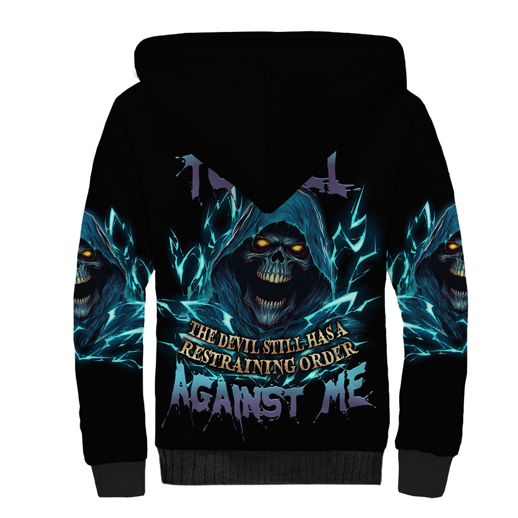 I Can't Go To Hell Mad Reaper Skull Sherpa Hoodie - Wonder Print Shop