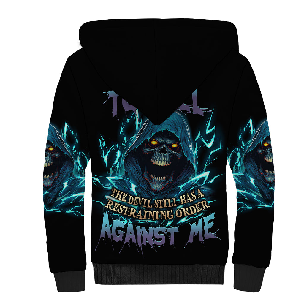 I Can't Go To Hell Mad Reaper Skull Sherpa Hoodie - Wonder Print Shop