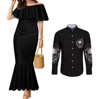 i-am-who-i-am-skull-couples-matching-mermaid-dress-and-long-sleeve-button-shirt