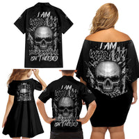 I Am Who I Am Skull Family Matching Off Shoulder Short Dress and Hawaiian Shirt - Wonder Print Shop
