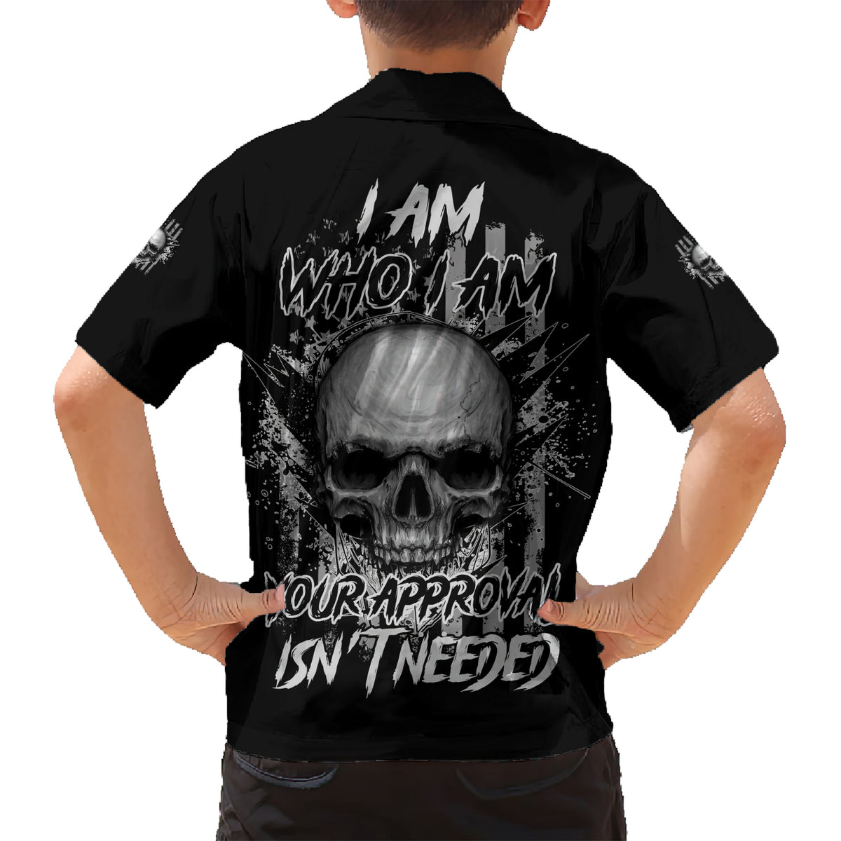 I Am Who I Am Skull Family Matching Short Sleeve Bodycon Dress and Hawaiian Shirt - Wonder Print Shop