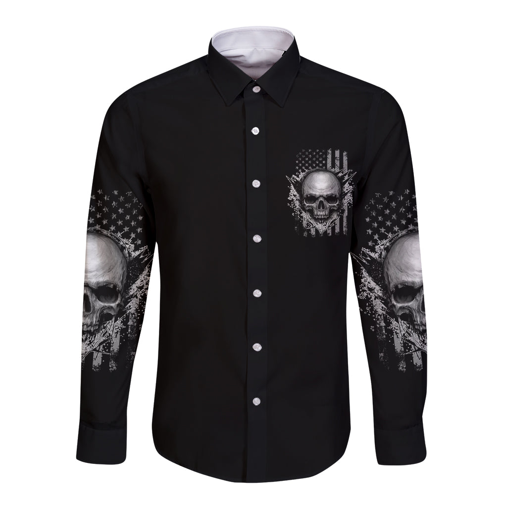 I Am Who I Am Skull Long Sleeve Button Shirt - Wonder Print Shop