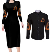 If You Kick Me When I'm Down Couples Matching Long Sleeve Bodycon Dress and Long Sleeve Button Shirt - Wonder Print Shop