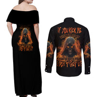 If You Kick Me When I'm Down Couples Matching Off Shoulder Maxi Dress and Long Sleeve Button Shirt - Wonder Print Shop
