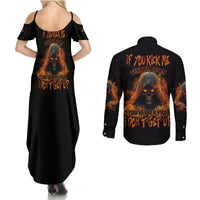 If You Kick Me When I'm Down Couples Matching Summer Maxi Dress and Long Sleeve Button Shirt - Wonder Print Shop