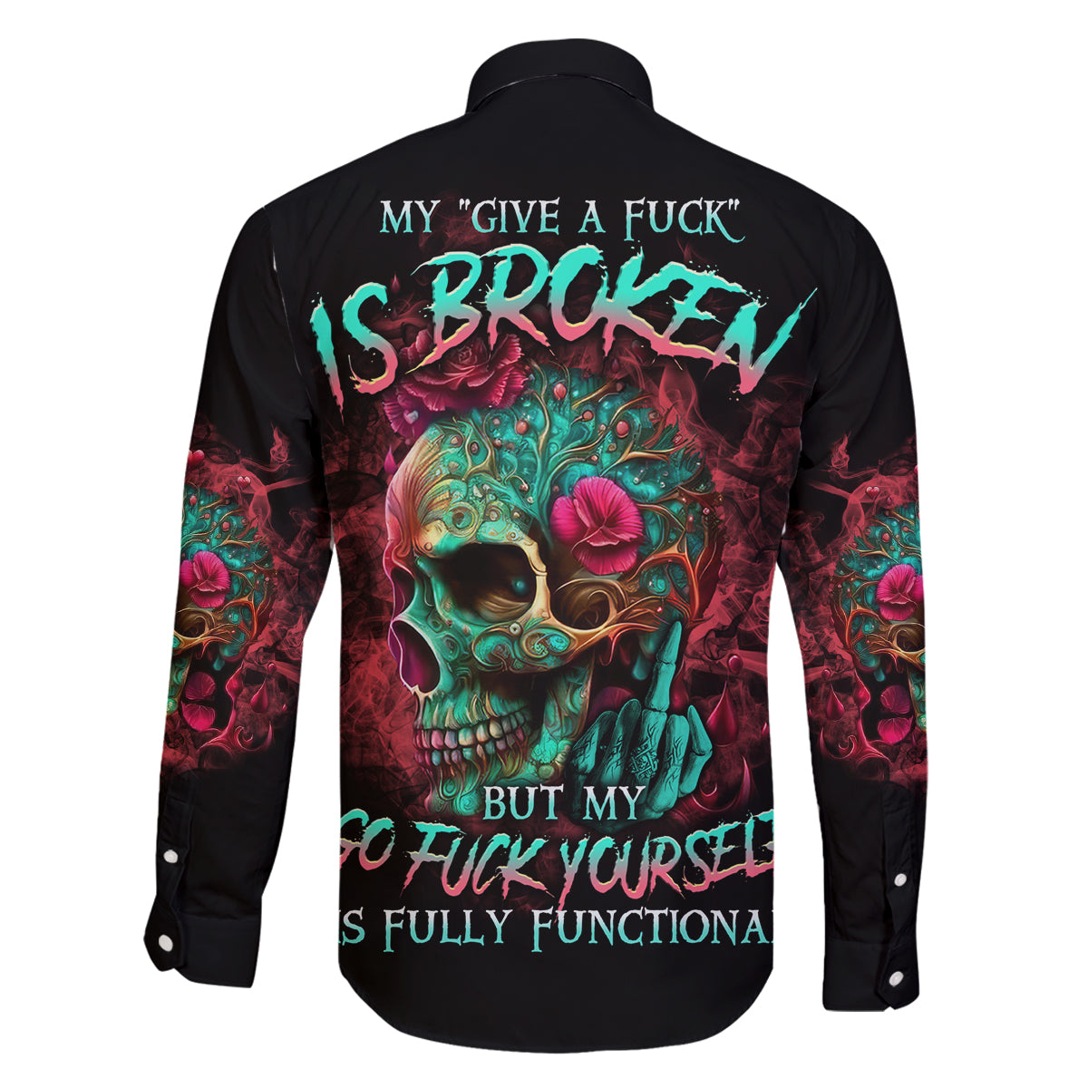 Give Me A F Is Broken But My Go F Yourself Family Matching Off Shoulder Long Sleeve Dress and Hawaiian Shirt - Wonder Print Shop