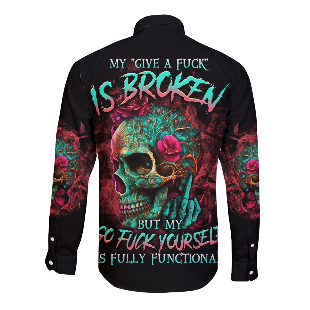 Give Me A F Is Broken But My Go F Yourself Long Sleeve Button Shirt - Wonder Print Shop