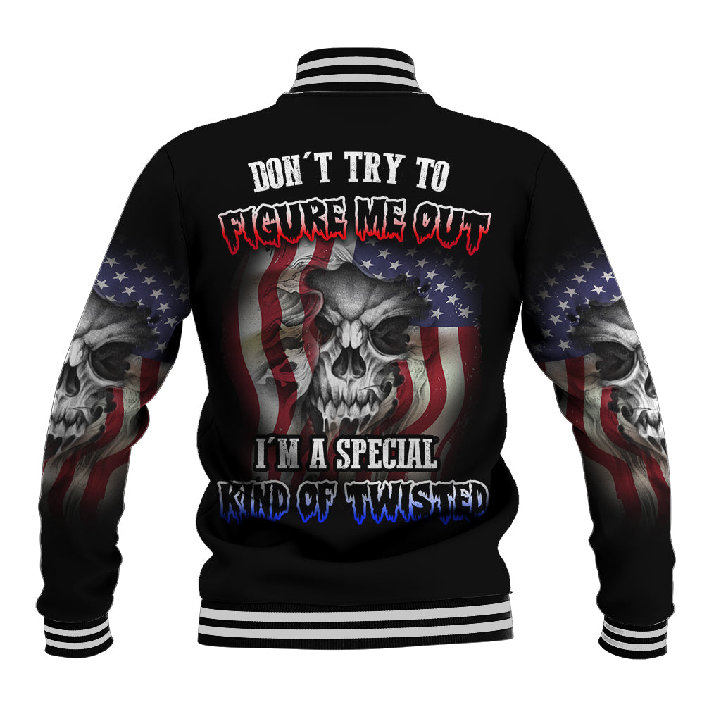 Don't Try To Figure Me Out Baseball Jacket - Wonder Print Shop