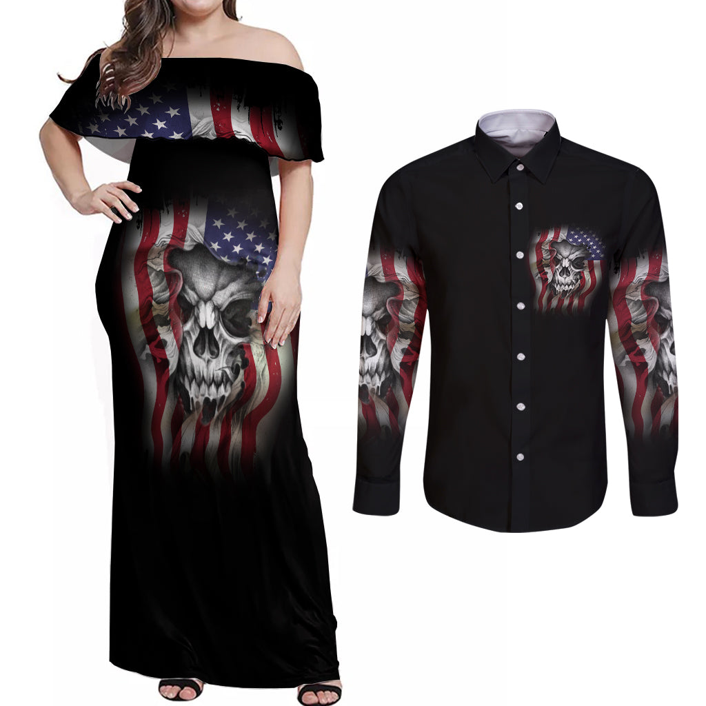 Don't Try To Figure Me Out Couples Matching Off Shoulder Maxi Dress and Long Sleeve Button Shirt - Wonder Print Shop