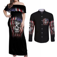 Don't Try To Figure Me Out Couples Matching Off Shoulder Maxi Dress and Long Sleeve Button Shirt - Wonder Print Shop