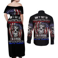 Don't Try To Figure Me Out Couples Matching Off Shoulder Maxi Dress and Long Sleeve Button Shirt - Wonder Print Shop