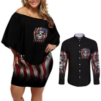 Don't Try To Figure Me Out Couples Matching Off Shoulder Short Dress and Long Sleeve Button Shirt - Wonder Print Shop