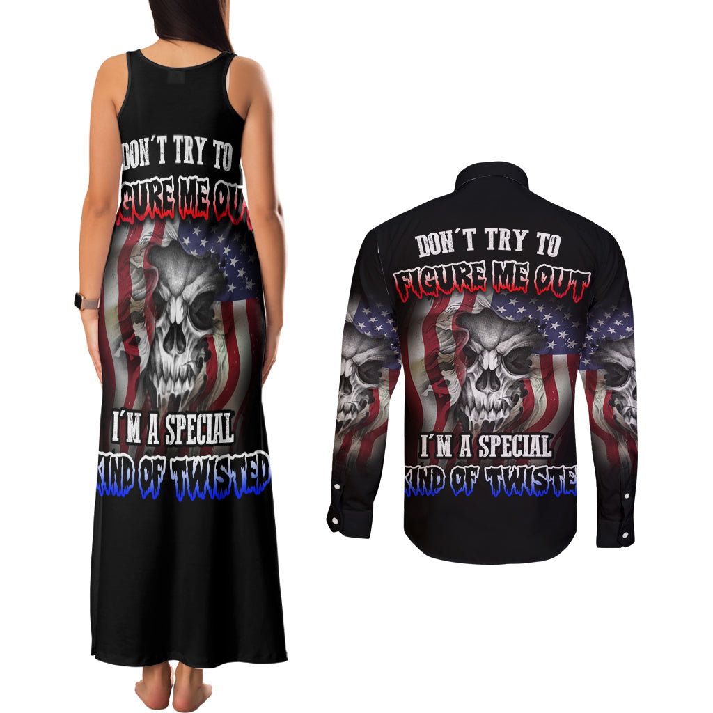 Don't Try To Figure Me Out Couples Matching Tank Maxi Dress and Long Sleeve Button Shirt - Wonder Print Shop
