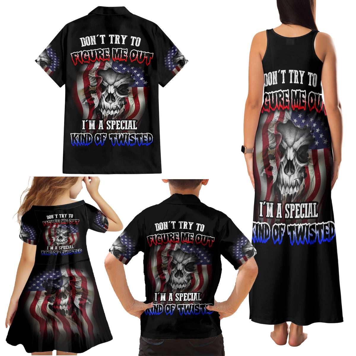 Don't Try To Figure Me Out Family Matching Tank Maxi Dress and Hawaiian Shirt - Wonder Print Shop