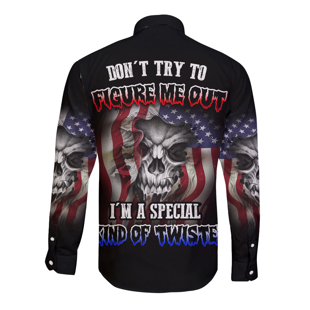 Don't Try To Figure Me Out Long Sleeve Button Shirt - Wonder Print Shop