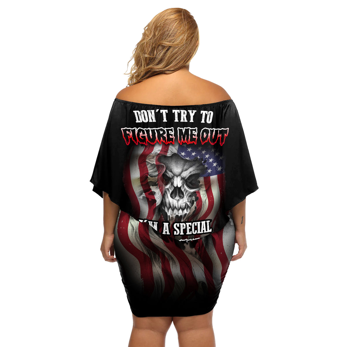Don't Try To Figure Me Out Off Shoulder Short Dress - Wonder Print Shop