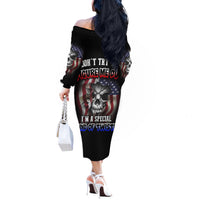 Don't Try To Figure Me Out Off The Shoulder Long Sleeve Dress - Wonder Print Shop