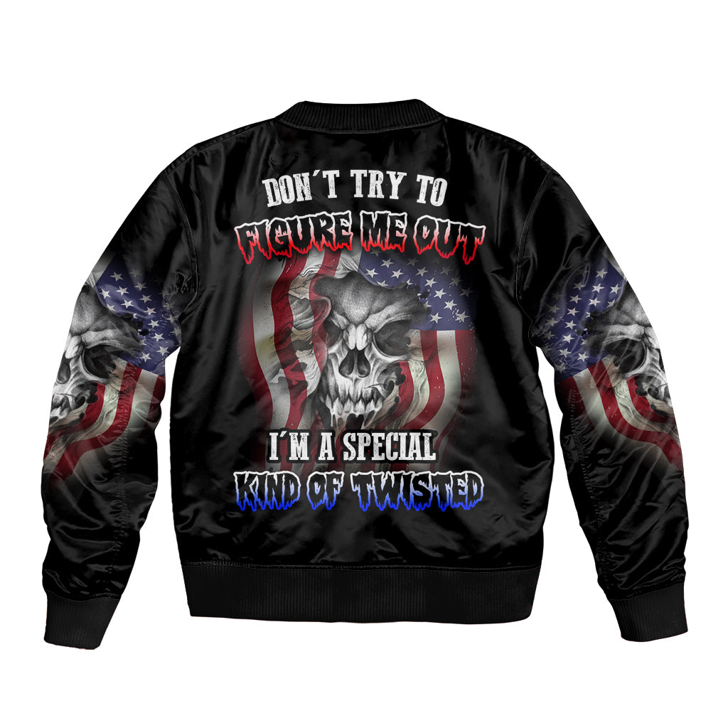 Don't Try To Figure Me Out Sleeve Zip Bomber Jacket - Wonder Print Shop