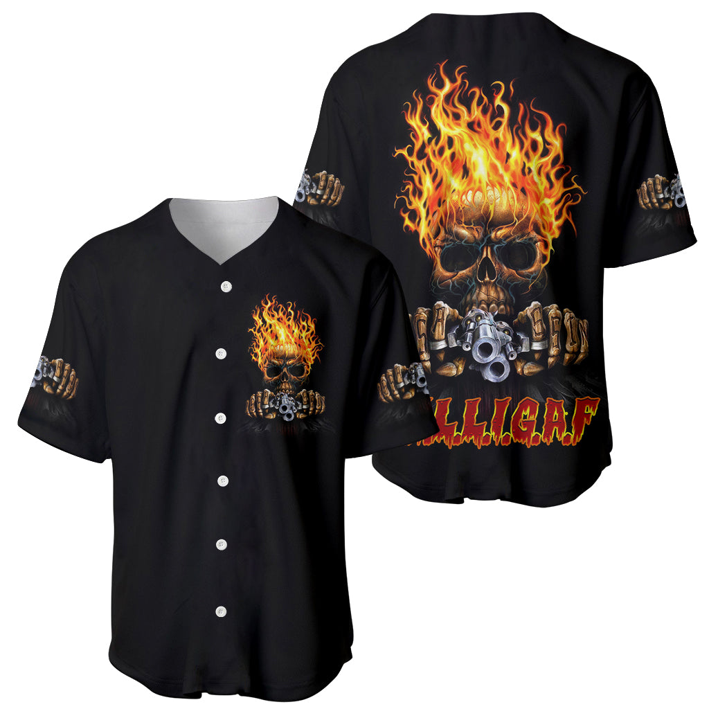 Dilligaf Flame Skull With G Baseball Jersey - Wonder Print Shop