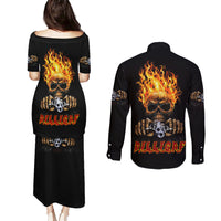 Dilligaf Flame Skull With G Couples Matching Puletasi Dress and Long Sleeve Button Shirt - Wonder Print Shop