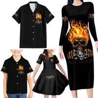Dilligaf Flame Skull With G Family Matching Long Sleeve Bodycon Dress and Hawaiian Shirt - Wonder Print Shop