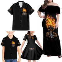 Dilligaf Flame Skull With G Family Matching Off Shoulder Maxi Dress and Hawaiian Shirt - Wonder Print Shop