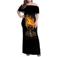 Dilligaf Flame Skull With G Family Matching Off Shoulder Maxi Dress and Hawaiian Shirt - Wonder Print Shop