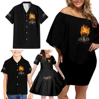 Dilligaf Flame Skull With G Family Matching Off Shoulder Short Dress and Hawaiian Shirt - Wonder Print Shop