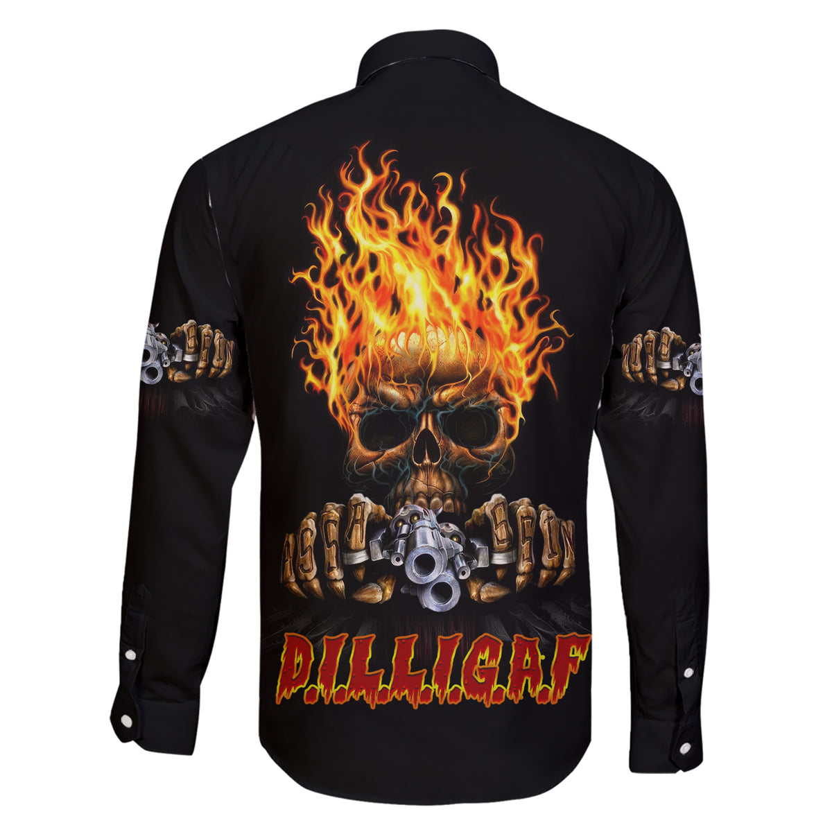 Dilligaf Flame Skull With G Family Matching Short Sleeve Bodycon Dress and Hawaiian Shirt - Wonder Print Shop