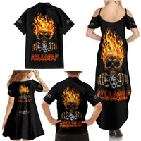 Dilligaf Flame Skull With G Family Matching Summer Maxi Dress and Hawaiian Shirt - Wonder Print Shop