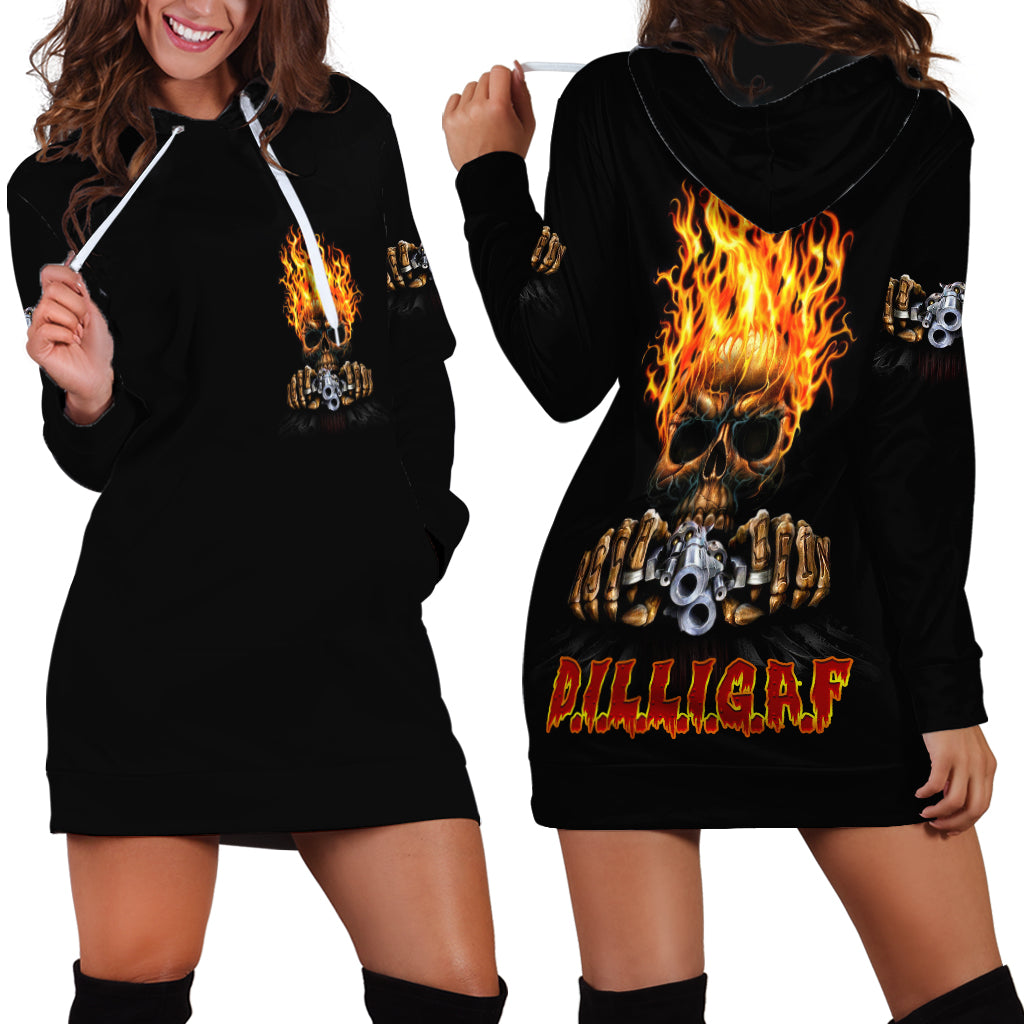 Dilligaf Flame Skull With G Hoodie Dress - Wonder Print Shop