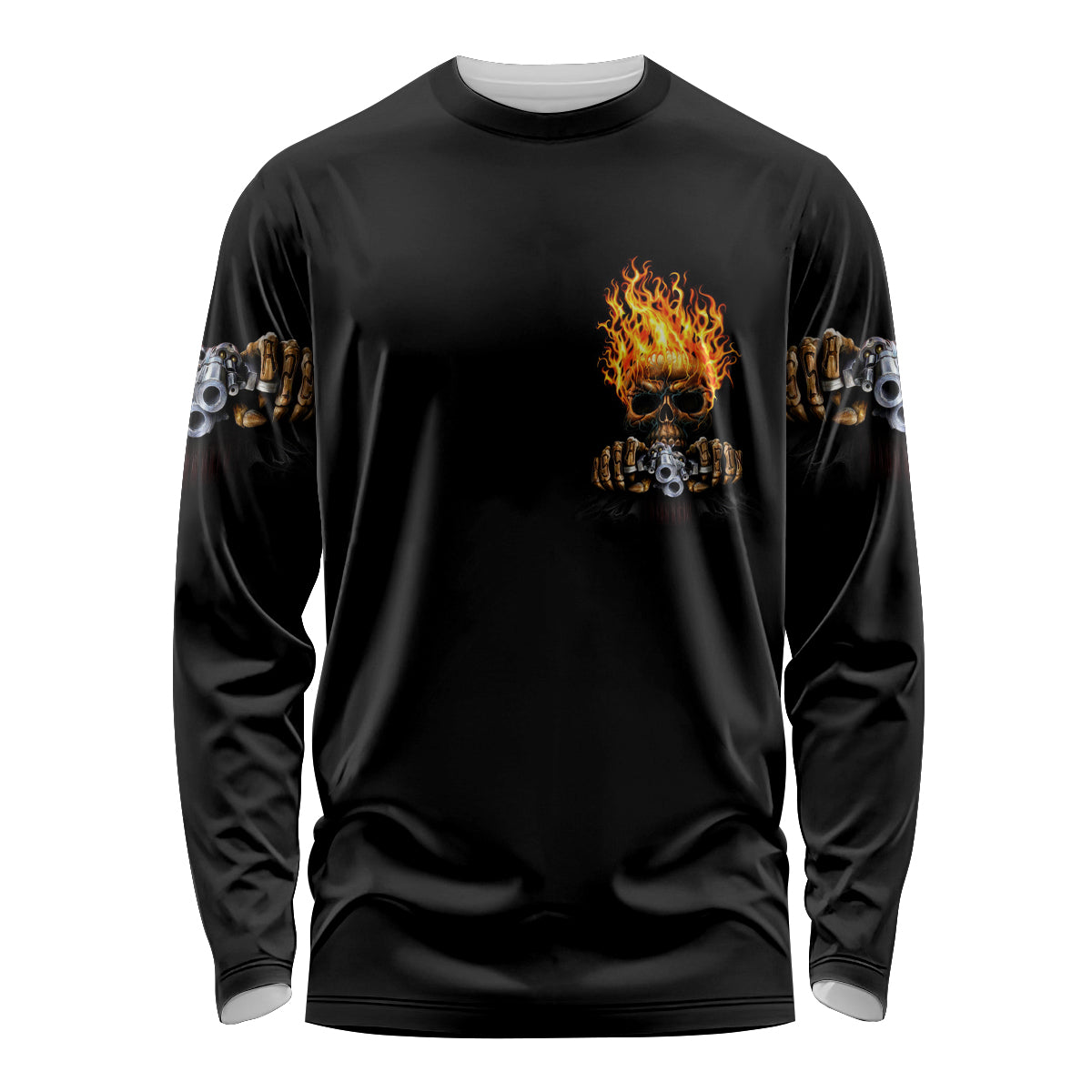 Dilligaf Flame Skull With G Long Sleeve Shirt - Wonder Print Shop