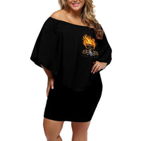 Dilligaf Flame Skull With G Off Shoulder Short Dress - Wonder Print Shop