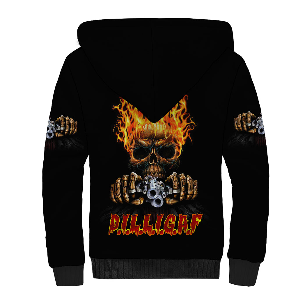 Dilligaf Flame Skull With G Sherpa Hoodie - Wonder Print Shop