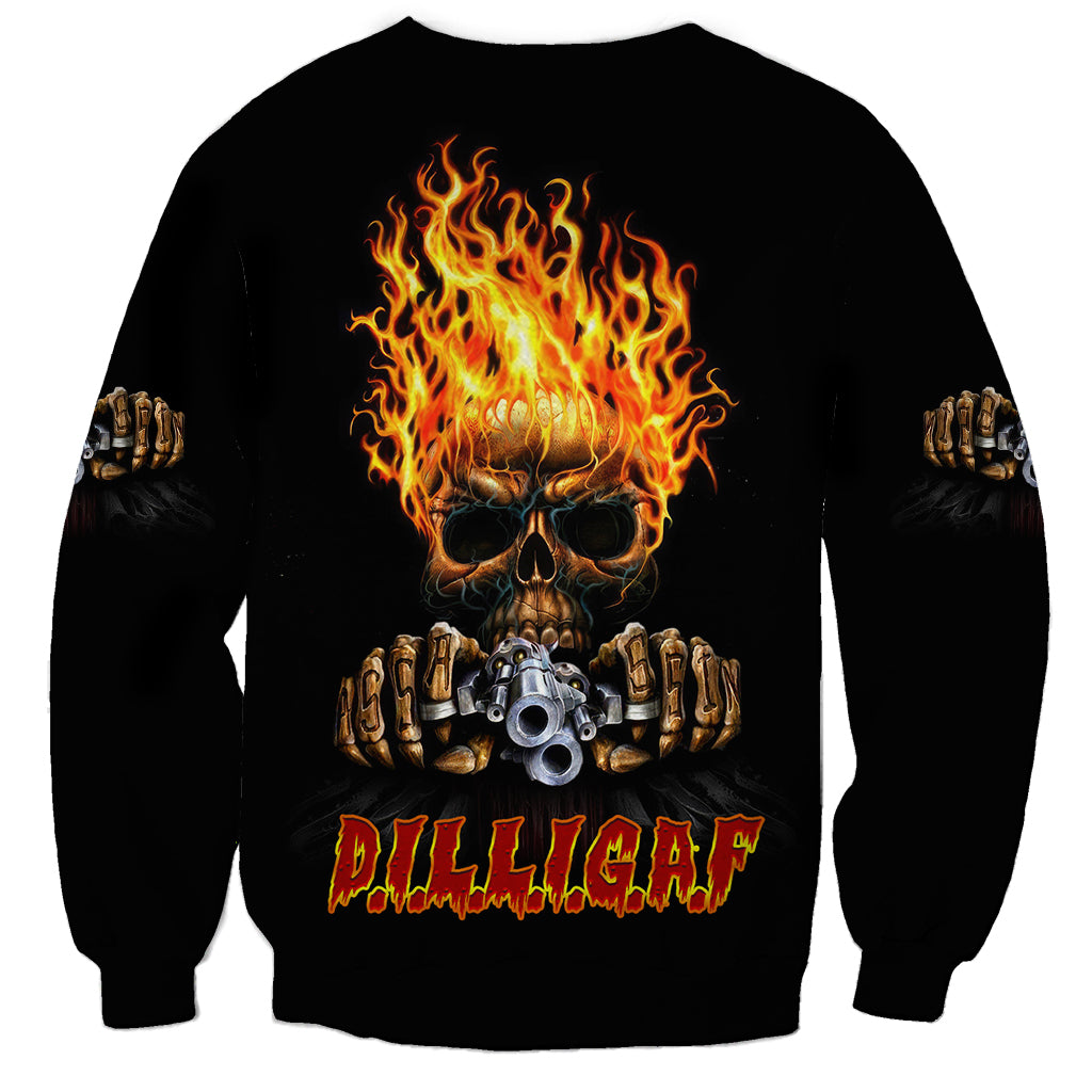 Dilligaf Flame Skull With G Sweatshirt - Wonder Print Shop