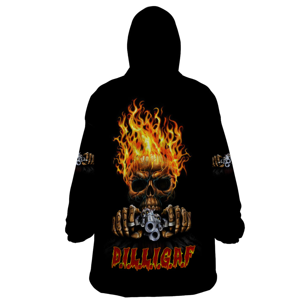 Dilligaf Flame Skull With G Wearable Blanket Hoodie - Wonder Print Shop