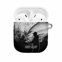 Custom Black and White King Salmon Fishing AirPods Case with Trout Fish Design Black and White Grunge Style - Wonder Print Shop