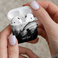 Custom Black and White King Salmon Fishing AirPods Case with Trout Fish Design Black and White Grunge Style - Wonder Print Shop