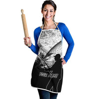 Custom Black and White King Salmon Fishing Apron with Trout Fish Design Black and White Grunge Style - Wonder Print Shop