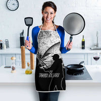 Custom Black and White King Salmon Fishing Apron with Trout Fish Design Black and White Grunge Style - Wonder Print Shop