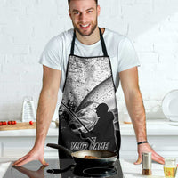 Custom Black and White King Salmon Fishing Apron with Trout Fish Design Black and White Grunge Style - Wonder Print Shop