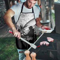 Custom Black and White King Salmon Fishing Apron with Trout Fish Design Black and White Grunge Style - Wonder Print Shop