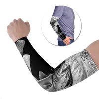 Custom Black and White King Salmon Fishing Arm Sleeves with Trout Fish Design Black and White Grunge Style - Wonder Print Shop