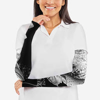 Custom Black and White King Salmon Fishing Arm Sleeves with Trout Fish Design Black and White Grunge Style - Wonder Print Shop